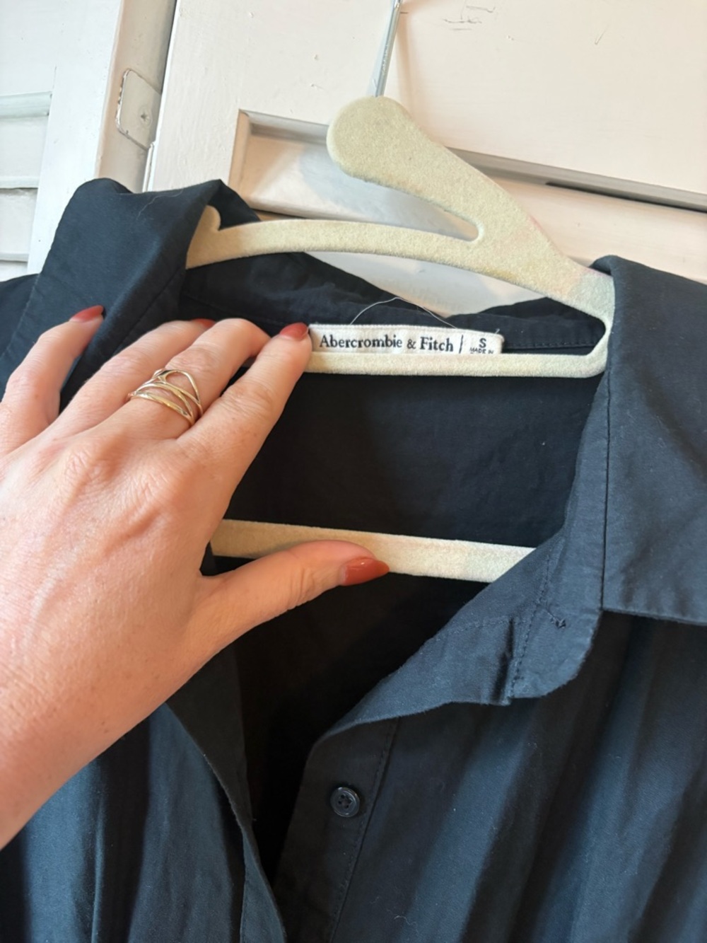 Abercrombie & Fitch Black Long-Sleeve Button Front Shirt Dress - Picture 3 of 3